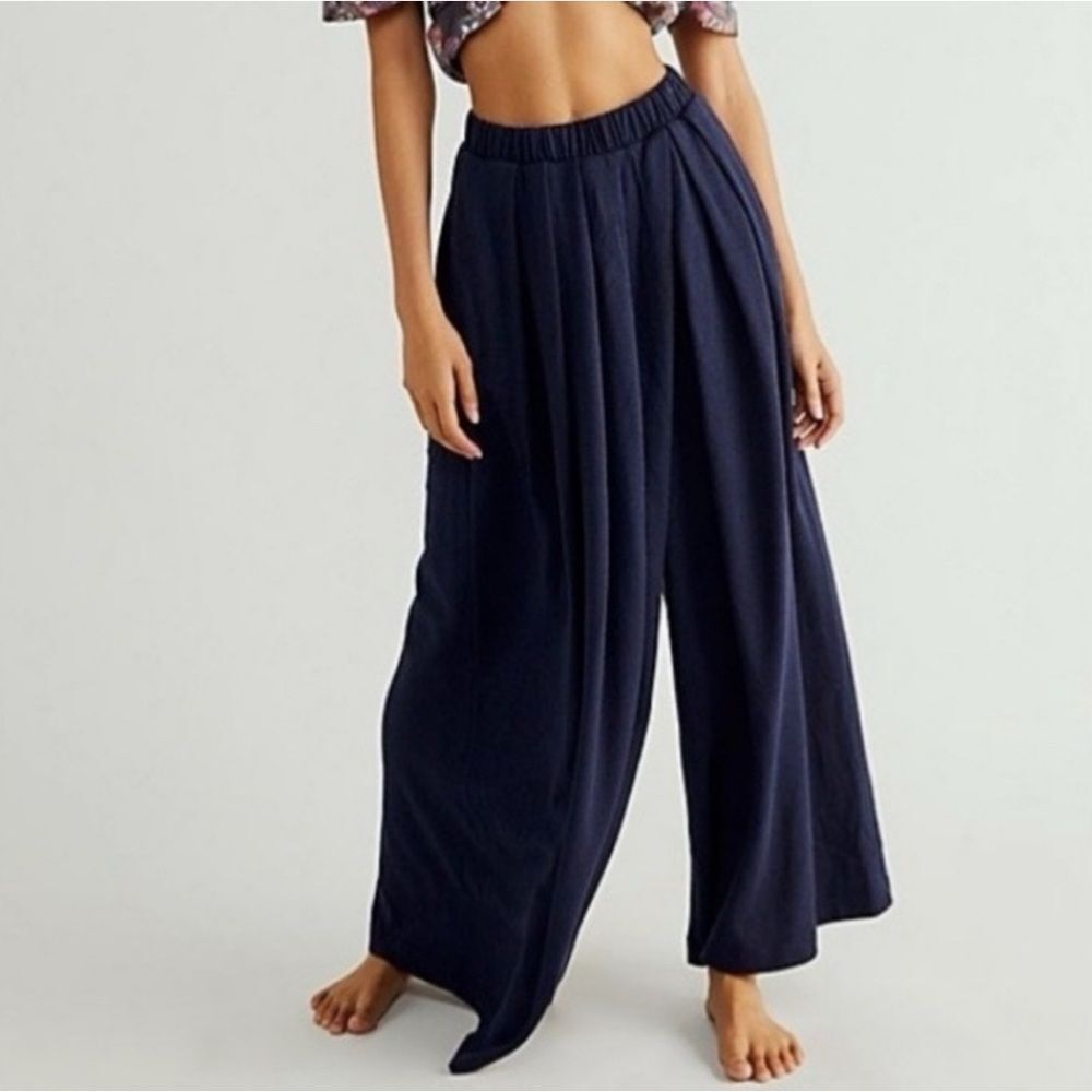 Navy Wide-Leg Women's Pants